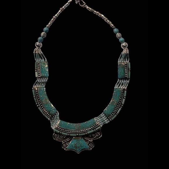 NEW Handmade Tibetan Necklace - Turquoise and Tibetan Silver - Picture 3 of 9